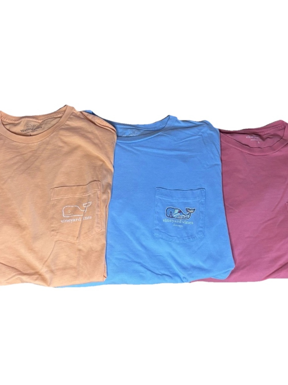 Lot (3) Vineyard Vines Cotton Pocket Tees T-Shirts